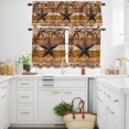 thumbnail image 3 of Country Stars Kitchen Curtains Valances and Tiers Set of 3 Vintage Rust Black Star Berry Brown Yellow Wood Grain Tier Curtains and Valance with Rod Pocket for Small Windows, 27.5"x36", 3 of 9