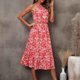 thumbnail image 4 of Vestido de Verano para las Mujeres Impresión Sexy Cremallera Atrás Hueco sin Mangas, Vestido de Cuello Redondo para la Playa, 4 of 6