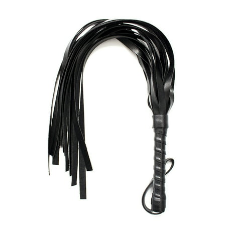 Sexy Black Faux Leather Whip Flogger Nine Tail Adult Sex Playing Toys For Lady