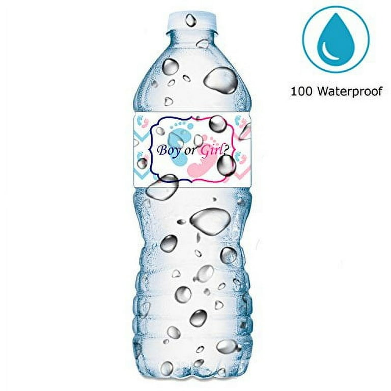 Baby Shower Gender Reveal Water Bottle Labels - 24 Pack Pink & Blue Stickers, 8.6x2 Inch 3 thumbnail image