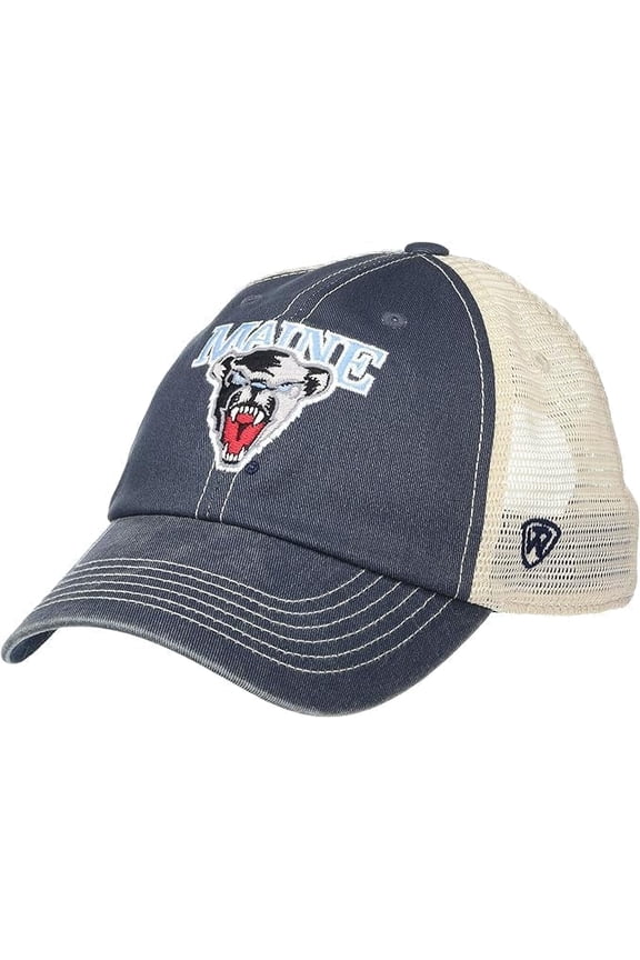 Brand New Collegiate Men's Vintage Design Maine Adjustable Hat, 100% Cotton, Embroidered Logos, Official School Colors, Navy