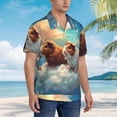thumbnail image 3 of Honeii Cloud Guinea Pig Print Men’s Hawaiian Shirt,Classic Button-Down Short Sleeve Shirt, for Beach, Vacation, and Outdoor Activities,X-Large, 3 of 7