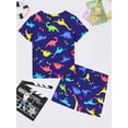 thumbnail image 5 of QEFJNO 3-12Y Kids Boys Pajamas Set 2 PCS Short Sleeve Top and Shorts Pants for Toddler Boys Dinosaur Pjs Summer, 5 of 14