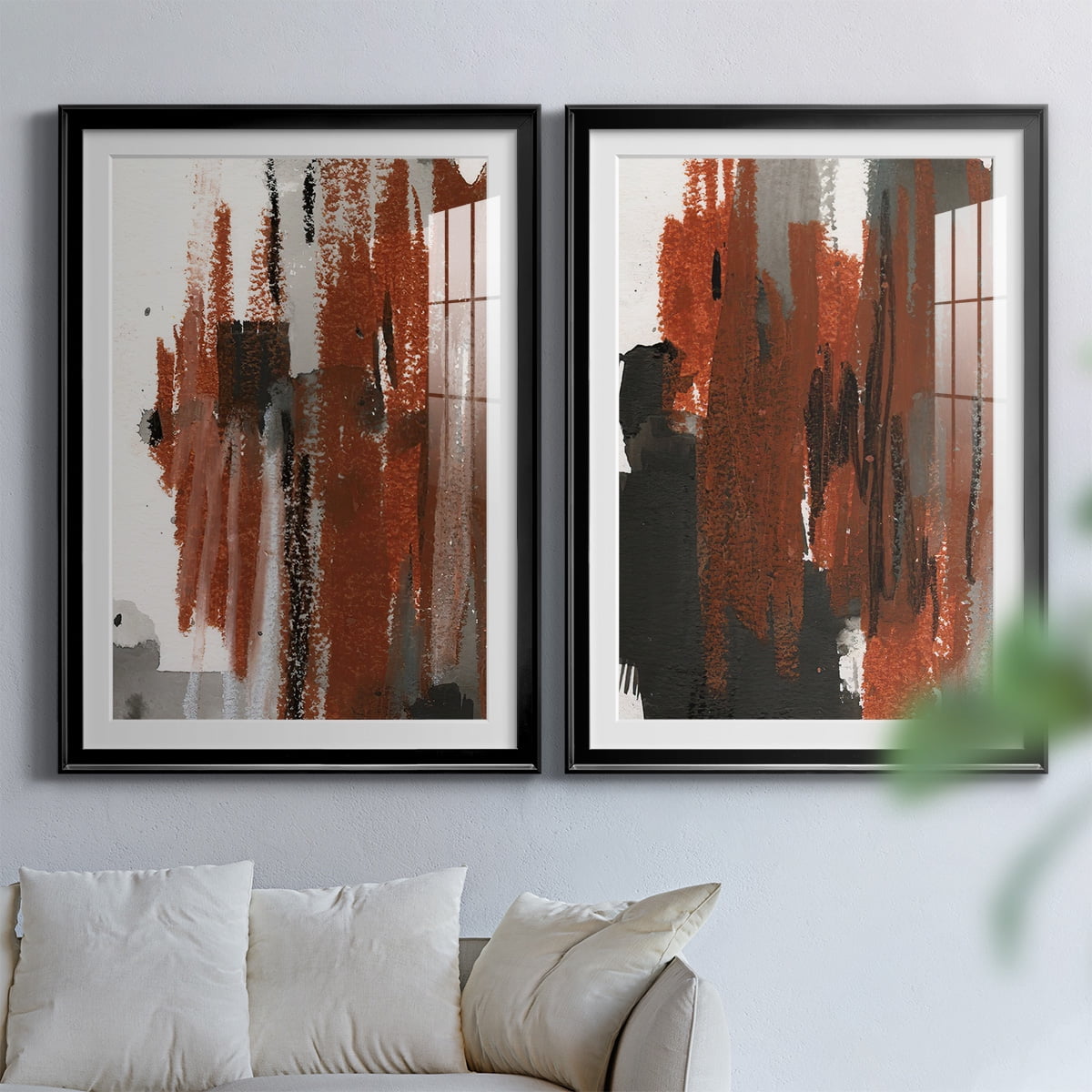Wexford Home Loft Pastel V Premium Framed Print, 30.5" x 42.5" - Ready to Hang, Black (Set of 2)