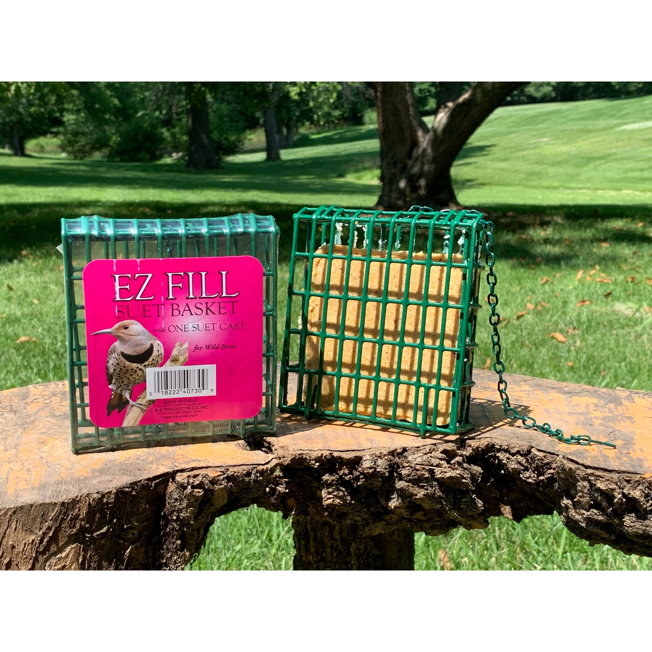 C&S Green Wild Bird EZ Fill Suet Cake Feeder