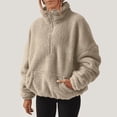 thumbnail image 2 of Aricy Womens Fuzzy Fleece Sherpa Pullover Quarter Zip Winter Sweaters Long Sleeve Casual Sweatshirt Faux Shearling Warm Zip Up Hoodies Outwear with Pockets Loungewear, 2 of 4