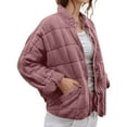 thumbnail image 7 of Quilted Jackets for Women Women's Casual Lightweight Stand Collar Long Sleeve Oversized Zip Up Winter Coats, 7 of 7