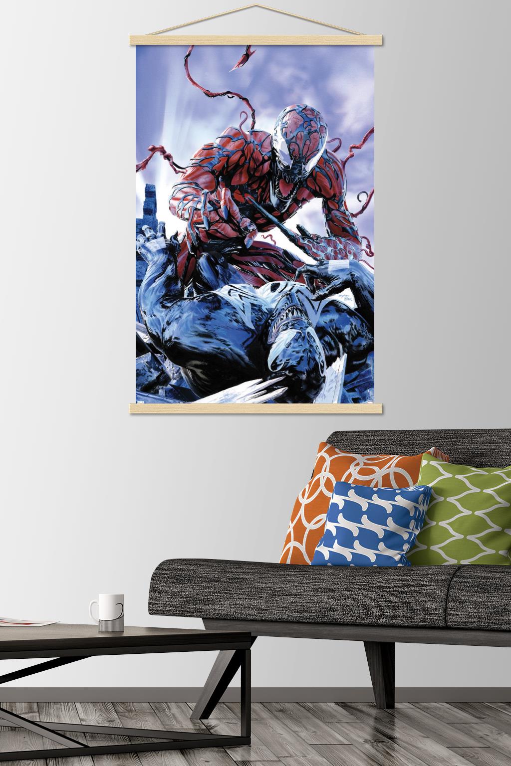 Marvel Comics - Carnage - Battle with Venom Wall Poster with Wooden Magnetic Frame, 22.375" x 34"