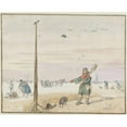 thumbnail image 3 of Hendrick Avercamp 18x15 Black Modern Framed Museum Art Print Titled - Winter Landscape with a Duck Hunter with Game in His Belt and His Gun Over His Shoulder on the Bank of a Frozen River (C, 3 of 5