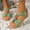 Green, variant on HaiMao Womens Wedge Sandals Flower Low Heel Dressy Sandals Elastic Ankle Strap Rhinestone Summer Comfortable Shoe Hot Pink 6(37)