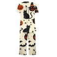 thumbnail image 5 of Juesizh Pajamas for Women Set Plus Size Halloween Print Loungewear Casual Comfy Short Sleeve Capris Pajamas, S-3XL, 5 of 7