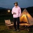 thumbnail image 5 of Men Full Zip Up Hoodie Sweatshirt Long Sleeve Drawstring Hood With Kangaroo Pocket Soft Fleece Casual Workout Streetwear Hooded Jacket Tops Pink XL, 5 of 6