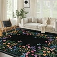 thumbnail image 2 of Washable 6x9 Area Rugs, Large Living Room Rug, Non-Slip Soft Floral Rugs for Bedroom, Botanical Area Rug Carpet for Dining Room Guest Room (Black,6'x9'), 2 of 7