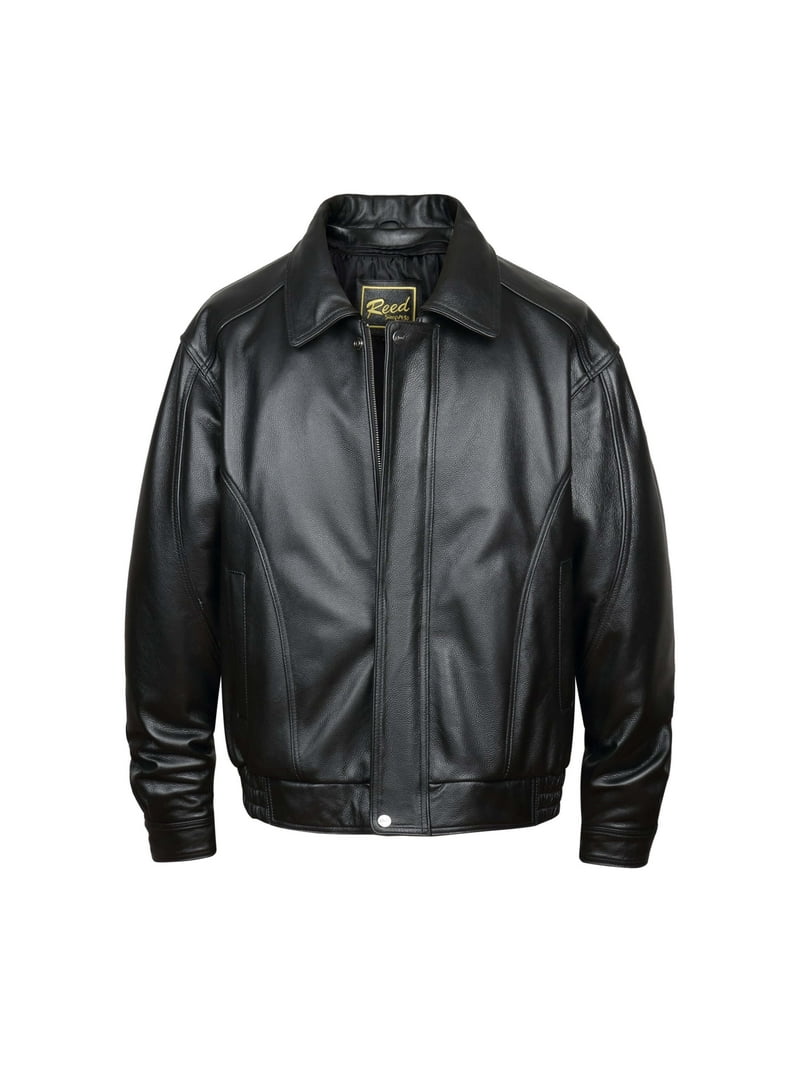 Reed レザーボンバージャケット Reed Men's American Style Bomber Real Leather Jacket 7XL Black