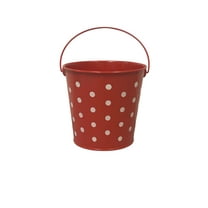Charmed Mini Colorful Polka Dots Tin Pails Bucket with Handles for The Beach, Party Favors, Easter, Candy, or Garden; 4.75"x4.5" Red with White Dots Pack of 3