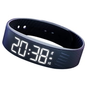 Waterproof LED Digital Wristband Slim Fitness Tracker Smart Sports Watch with Pedometer Activity Tracker Casual Sports Bracelet for Teens Students Adults,Black