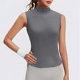 thumbnail image 4 of Women's Sleeveless Shirt Zip up Workout Running Tank Tops Athletic Slim Fit Vest Gym Yoga Camis Jackets Blouses (M, Gray), 4 of 4