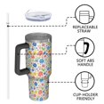 thumbnail image 4 of 40oz Pioneer Flower Floral Print Pattern Insulated Tumbler with Handle, BPA-Free Leak Proof Lid and Straws, Double Wall Vacuum, Hot 12h/Cold 34h, 4 of 6