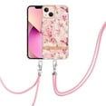 thumbnail image 2 of For iPhone 14 Case with Crossbody Lanyard, Cute Flower Patterned Shockproof Cover with Hybrid Soft Crystal TPU Bumper, Adjustable Shoulder Neck Girls Women For iPhone 14,Pink, 2 of 7