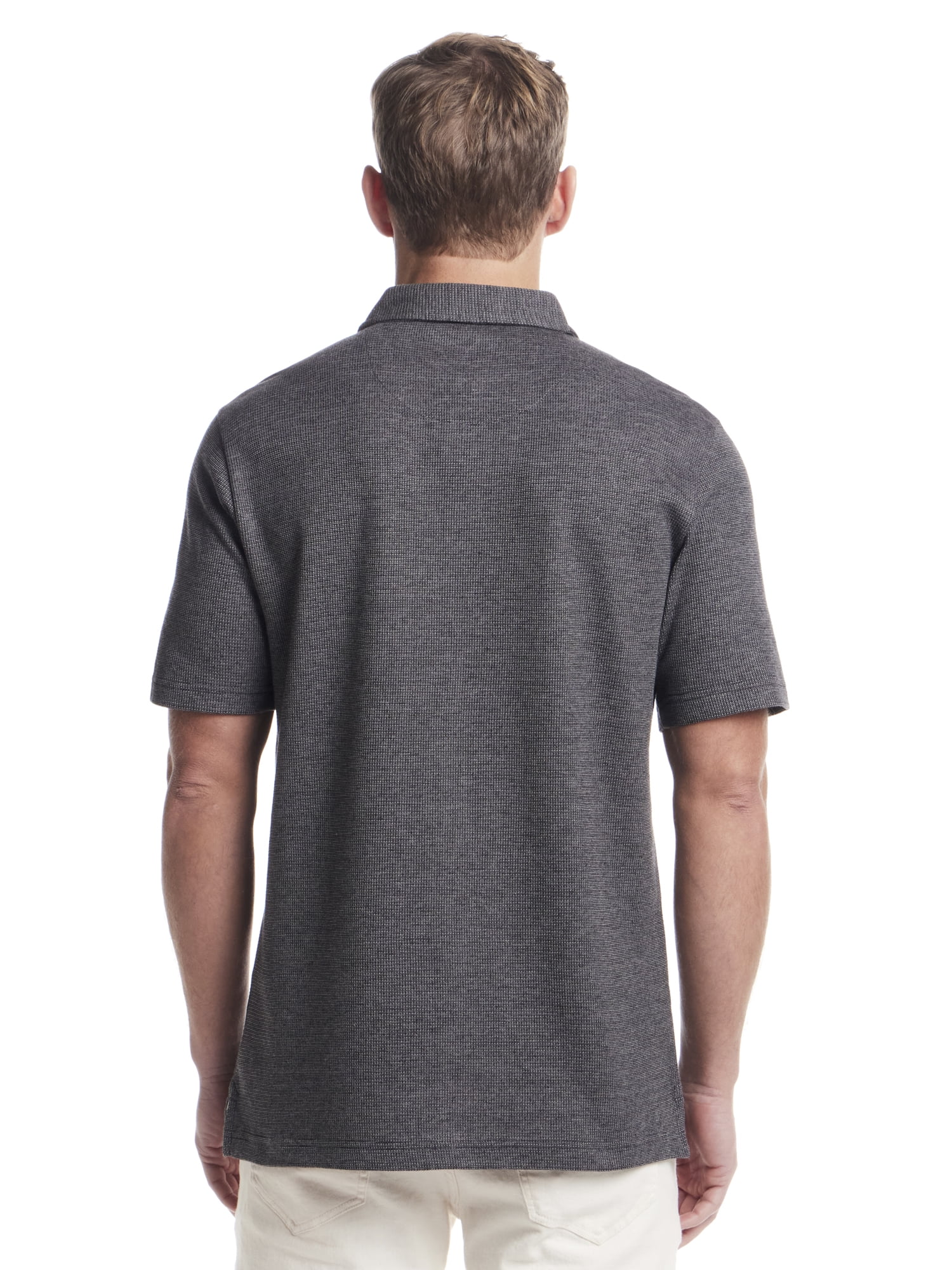 Frontier Threads Men's Short Sleeve Textured Microstripe Waffle Polo Shirt