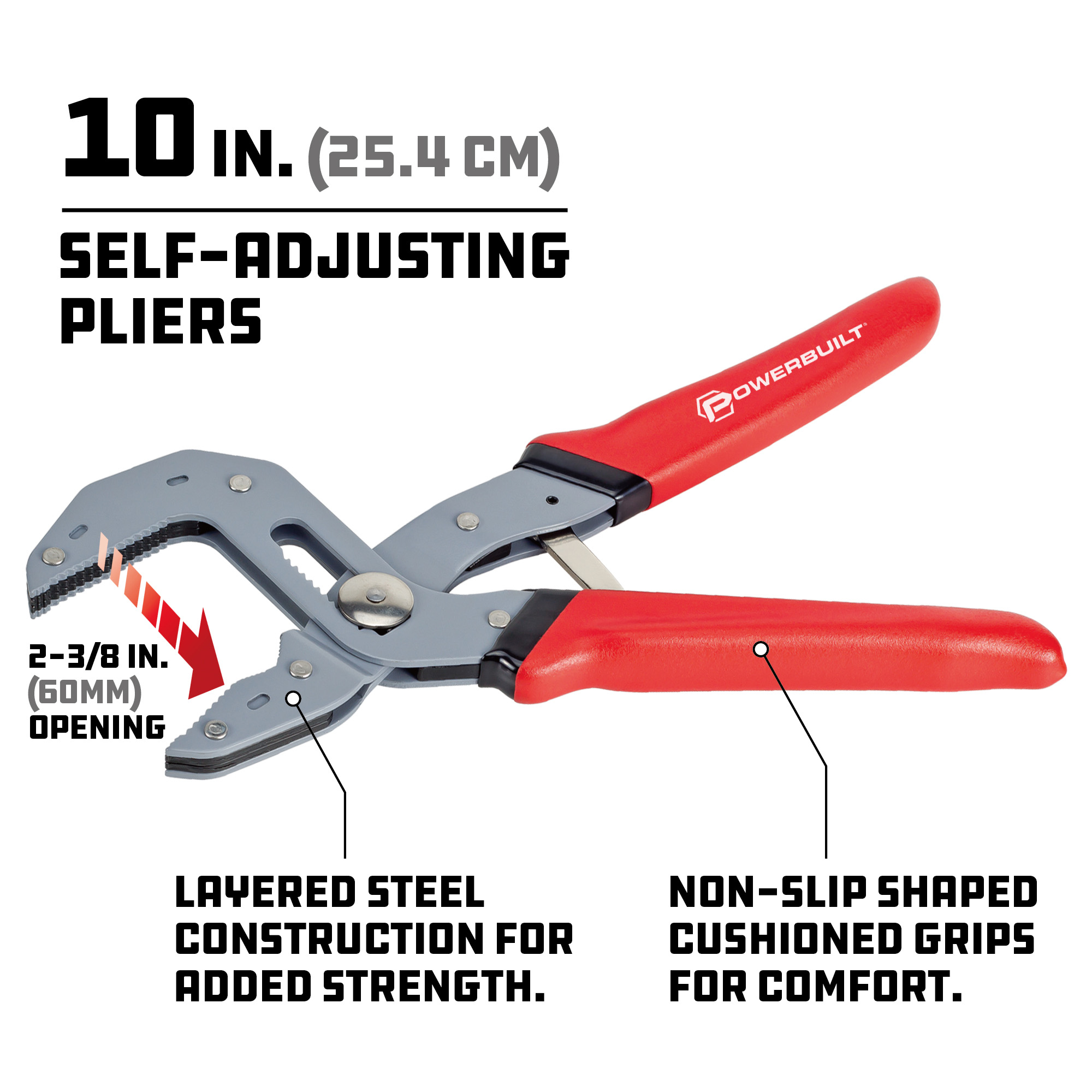 Powerbuilt 10 Inch Self-Adjusting Power Grip Pliers - 941312