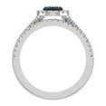 thumbnail image 4 of Blue Diamond Wedding Ring Set for Women Cluster Diamond Halo Rings 14K White Gold 0.90 CT TW, 4 of 4