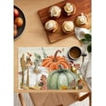 thumbnail image 2 of Fall Placemats Set of 6, Vintage Fall Orange Green White Pumpkins Cotton Linen Table Mats Non-Slip Washable Rustic Fallen Leaves Fall Retro Letter Placemat Autumn Thanksgiving Farmhouse Table Decor, 2 of 6