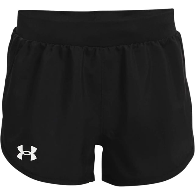 Pantalones cortos Under Armour Fly By para niñas, color negro/blanco, talla S