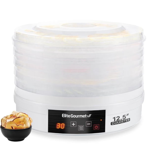 Deshidratador de Alimentos Elite Gourmet EFD770WD con 5 Bandejas de 31.75 cm