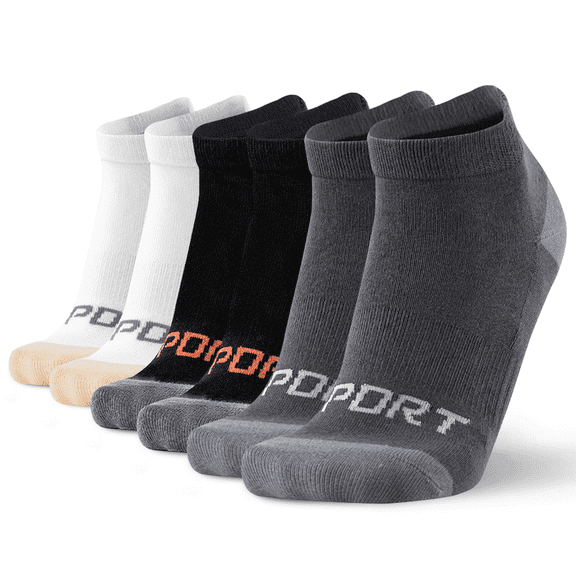 Mqamex Athletic Ankle Socks, Moisture-Wicking, Arch Support (6 Pack)6-14