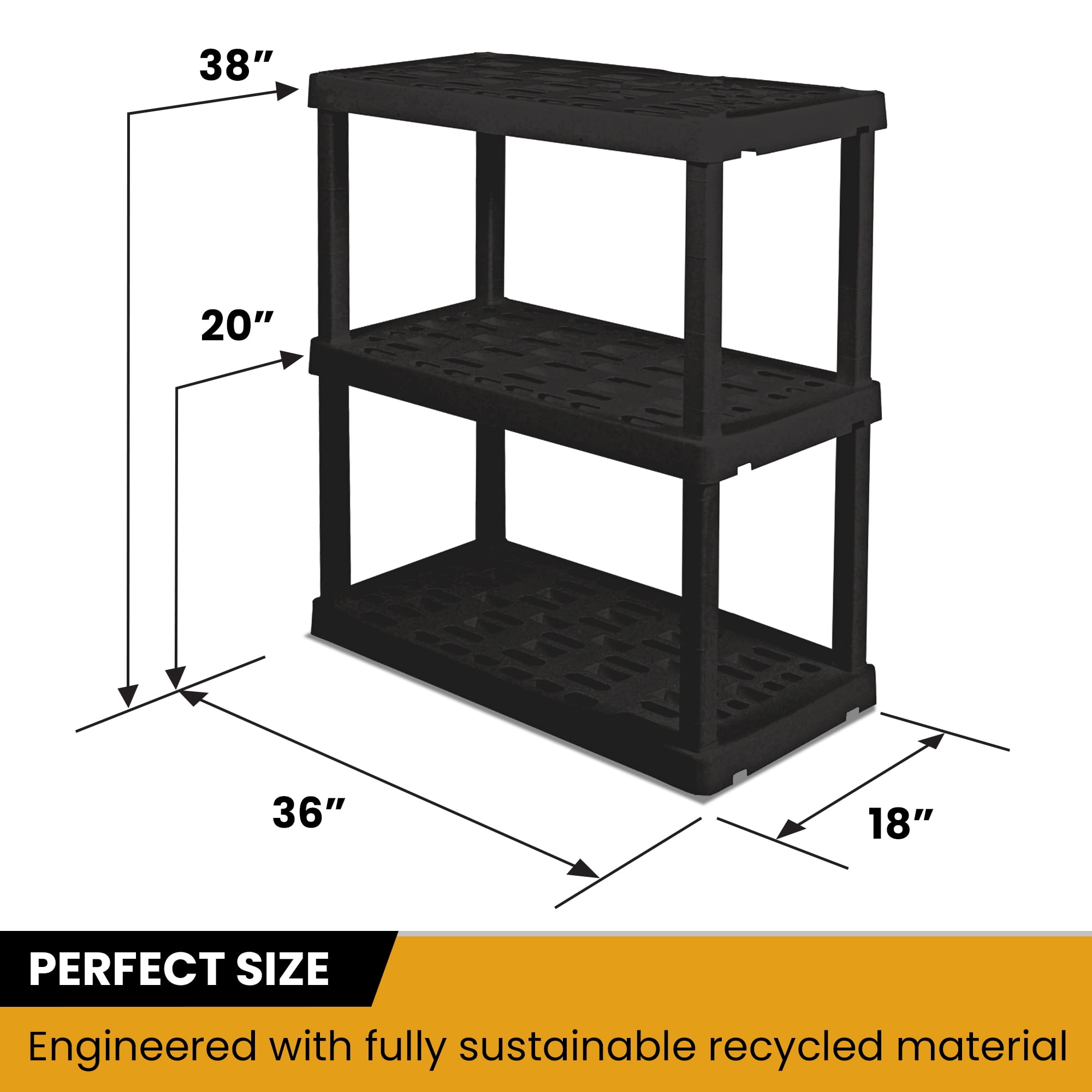 Hyper Tough Garage Shelving Unit Heavy Duty 3-Tier 2-Pack 38"H x 36"W x 18"D, Black 450 lb Total Capacity