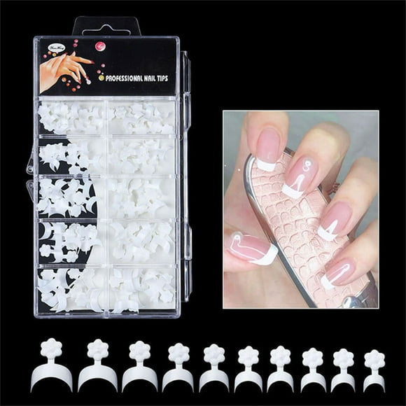 CXK99 on Clearance French Nail Enhancement Tips, Crescent French Edge False Nails, Art Nail Pieces for Professional Manicures, Nail Art French Tips