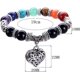 thumbnail image 2 of 10MM 7 Chakra Religión Curación Equilibrio Pulsera de cuentas de piedra Yoga Reiki Charm Pulseras de corazón ER, 2 of 4