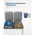 thumbnail image 2 of 16 Gallon Dual Compartment Kitchen Trash Can, 60L Stainless Steel Step-on Recycling Bin with Soft Close Lid and Removable Inner Buckets  for Home and Office, 2 of 6