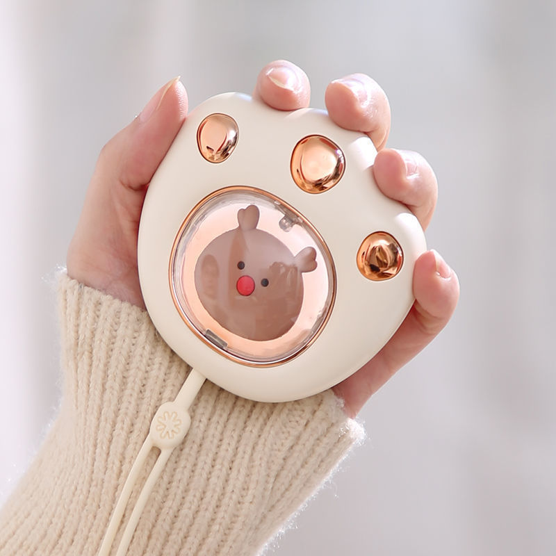 Portable USB rechargeable hand warmer, constant temperature at 55 ℃ , with ambient light, 2-speed temperature adjustment, continuous heating for 2 hours.