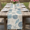 thumbnail image 4 of Blue Coastal Table Runner 72 Inches, Shell Starfish Coral Nautical Summer Beach Rustic Bed Runner Dresser Scarves Tabletop for Indoor Outdoor Parties/Ceremony/Banquet, 16" x 72", 4 of 9