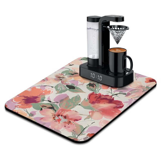 Tapis de Vaisselle Vintage Floral - Design Réversible pour Polyvalence - Absorbe l'Eau Instantanément