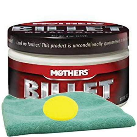 - Mothers Billet Metal Polish (4 oz.) Bundle with Microfiber Cloth & Foam Pad (3 Items)