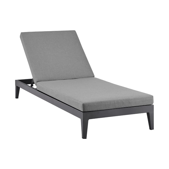 Armen Living Menorca Outdoor Patio Adjustable Chaise Lounge Chair in Aluminum with Grey Cushions
