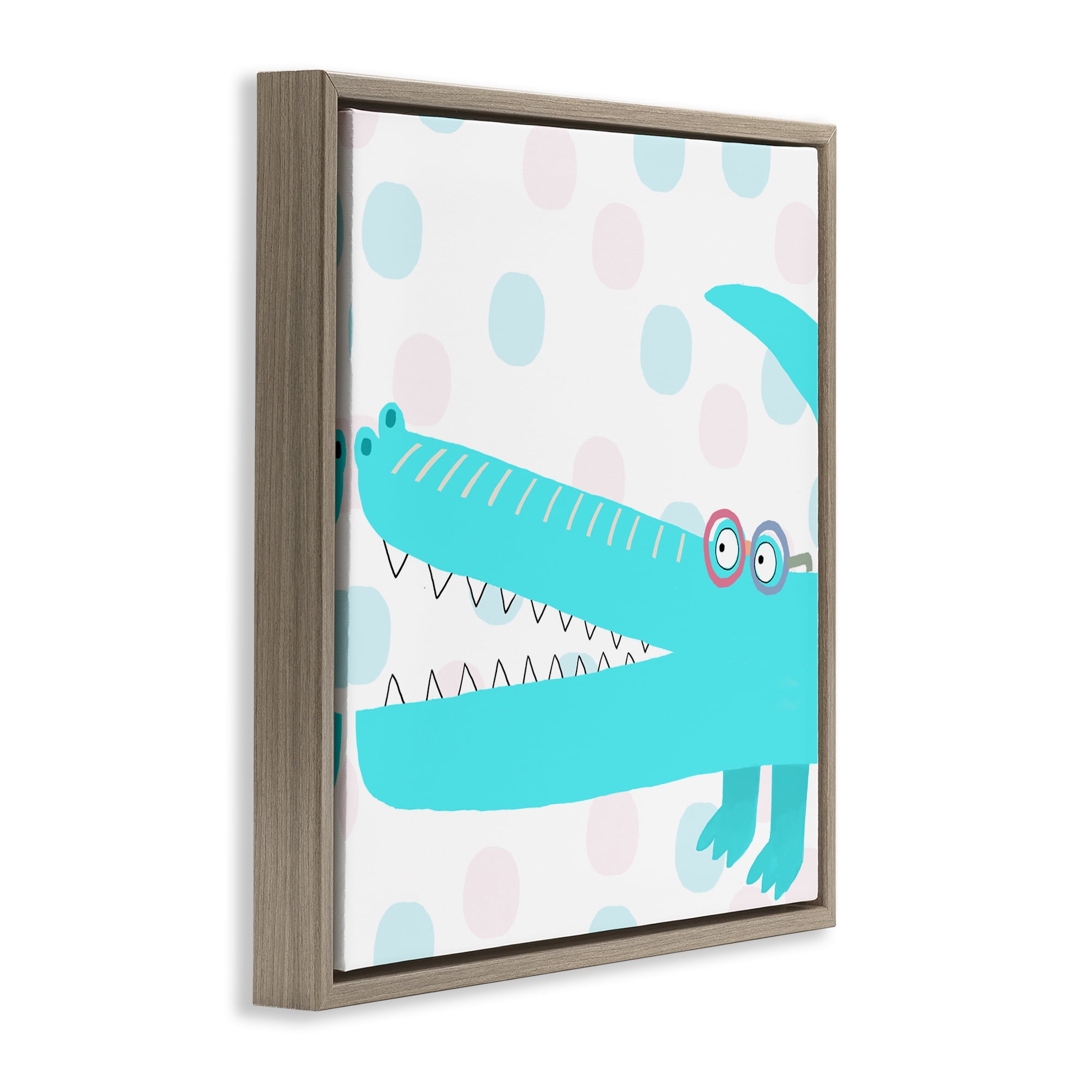 Stupell Industries Electric Blue Crocodile Brown Framed Floater Canvas Wall Art, design by Carla Daly