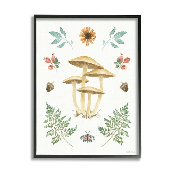 Stupell Industries Woodland Cottage Botanicals Botanical & Floral Painting Black Framed Art Print Wall Art, 11 x 14