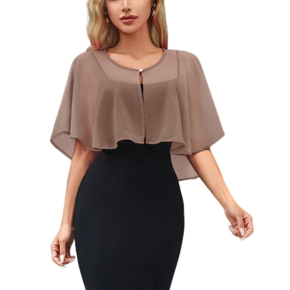 SHILINLANG Women's Chiffon Shawl Wraps Shrug for Evening Dress Wedding Cape Bolero Flapper Party Cover Up One Size