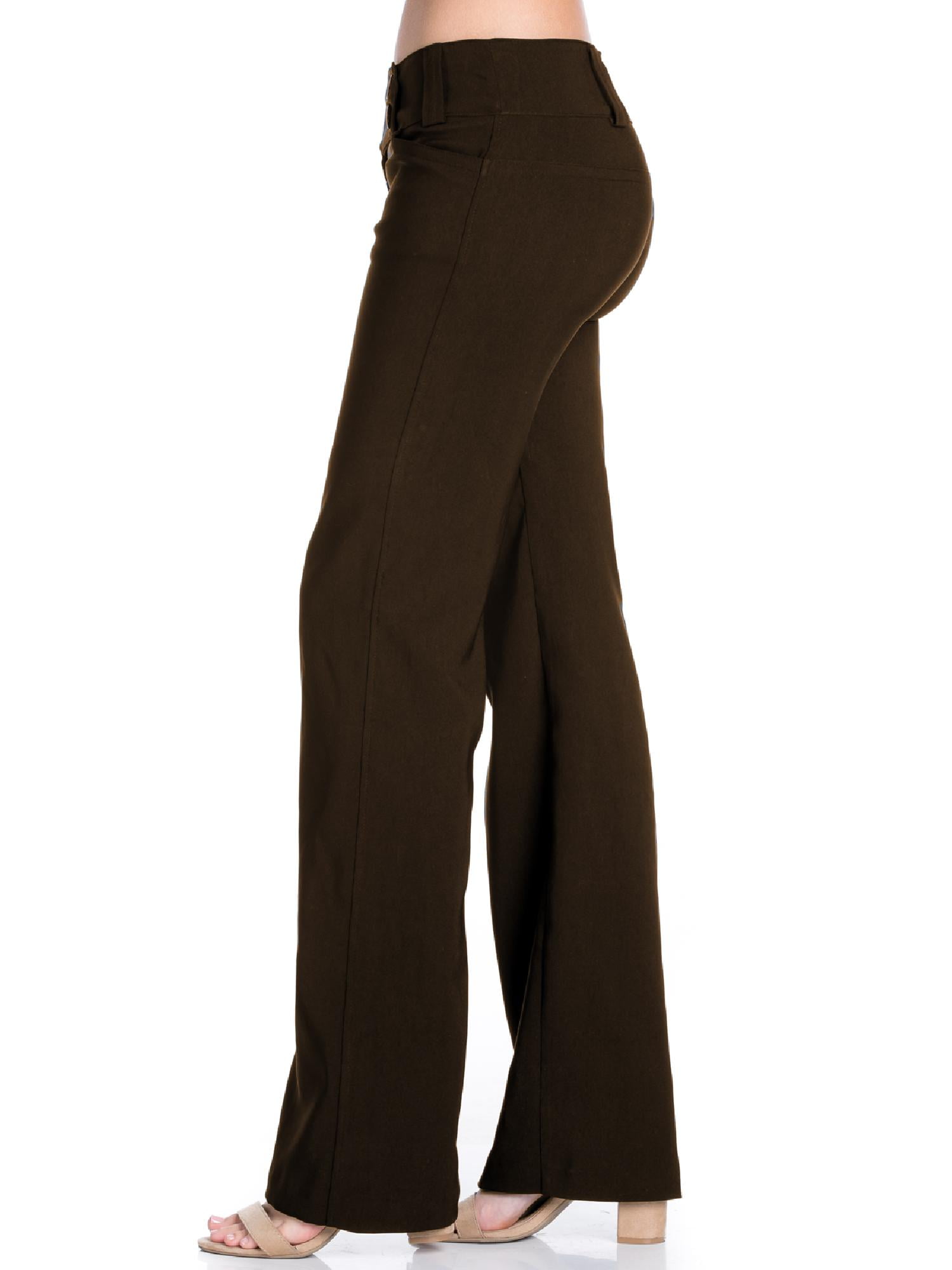 MixMatchy Women's High Waist Slim Boot-Cut Stretch Office Pants Trousers  Black L 