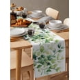 thumbnail image 3 of Watercolor Botanical Green Burlap Cotton Table Runner 13x36 Inches Short, Eucalyptus Leaves Farmhouse Table Runners, Outdoor Dining Tablecloths Decor for Baby Shower/Party/Wedding, 3 of 6