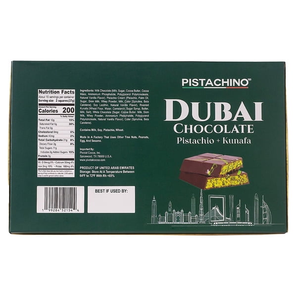 Pistachino Dubai Chocolate Bars, 6.5 oz, 3-count Gift Set