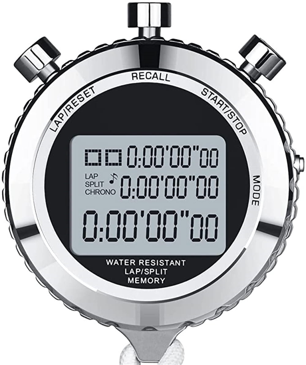 Silent Stopwatch, Digital Stopwatch with Countdown Timer, 100 Lap