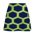 thumbnail image 6 of Green Blue Honeycomb Pattern Design Women's High Waist Skirt Stretchy Casual Mini Skirt, 6 of 8