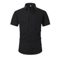 thumbnail image 1 of Camisas Para Hombre Manga Corta Camisa informal de algodón con botones para hombre, manga corta, para todos los días (Black, S), 1 of 3