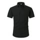 thumbnail image 1 of Camisas Para Hombre Manga Corta Camisa informal de algodón con botones para hombre, manga corta, para todos los días (Black, L), 1 of 3
