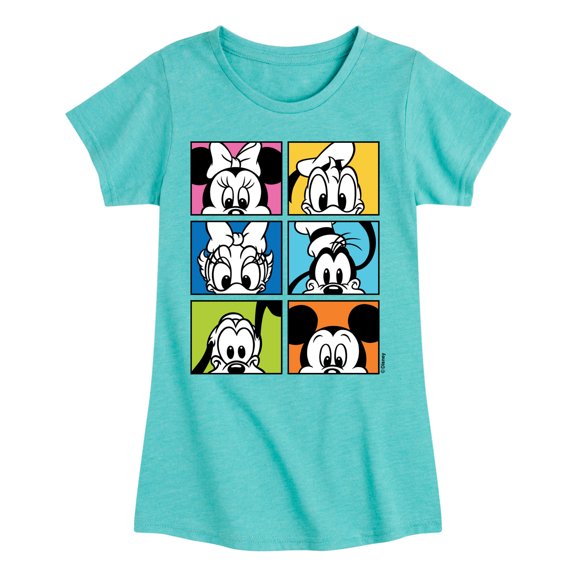 Mickey & Friends - Mickey Friends Grid - Toddler And Youth Girls Short Sleeve Graphic T-Shirt